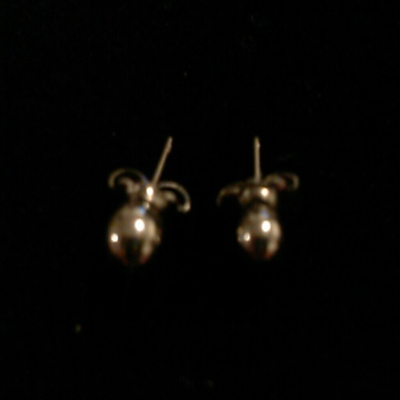 Solid 14kt White Gold Ball Earrings - Picture 4 of 4