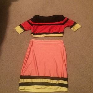 Body con high waisted skirt With Crop top