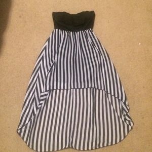 Stripped hi low dress