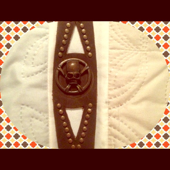 💀 Brown Leather & Skull Cuff Bracelet