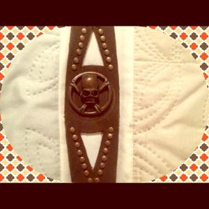 💀 Brown Leather & Skull Cuff Bracelet