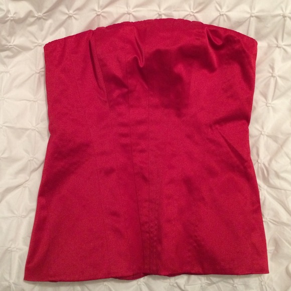 Red satin corset top