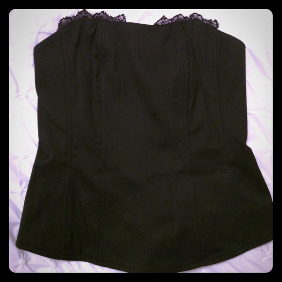 Black corset top with lace detail
