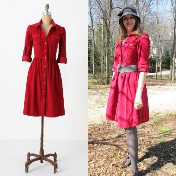 Anthropologie Refined Cord Shirtdress