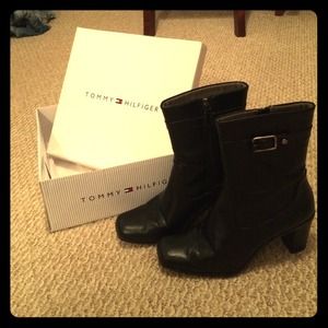 Tommy Hilfiger Black Leather Ankle Boots