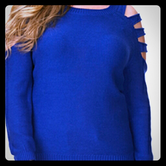 Royal blue cut out sweater