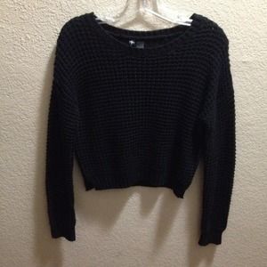 Black waffle knit sweater
