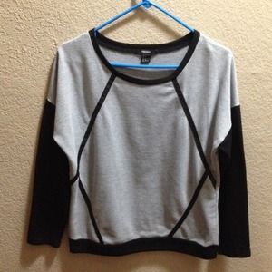 Grey sweater + geometric lines