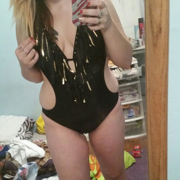 Black & Gold 1 Piece Bikini
