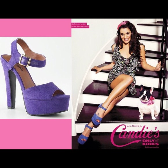 Lavender peep toe platform heels