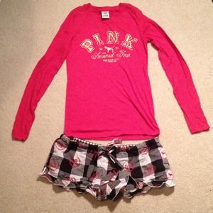 Red and black Victoria's Secret pajama combo