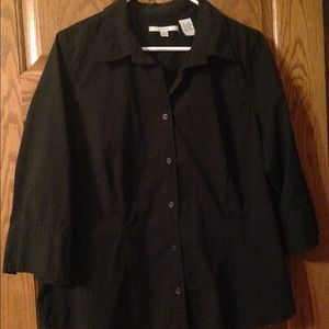 Black button front top
