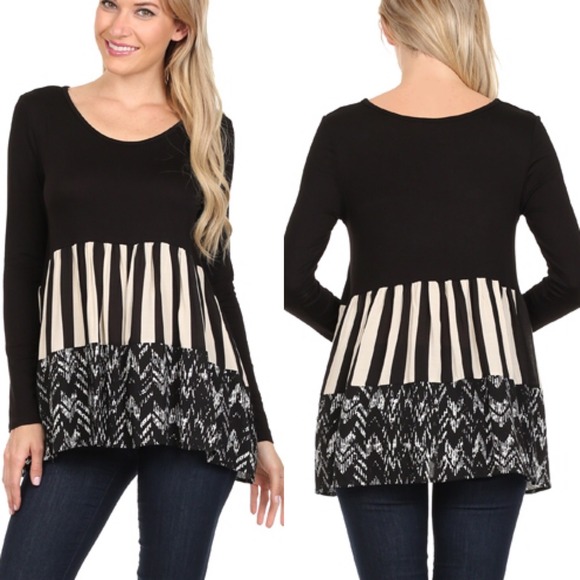 Tops - The JASMYN striped top - BLACK