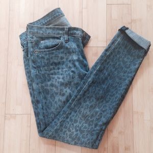 CURRENT/ELLIOT Rolled Skinny Leopard Jeans