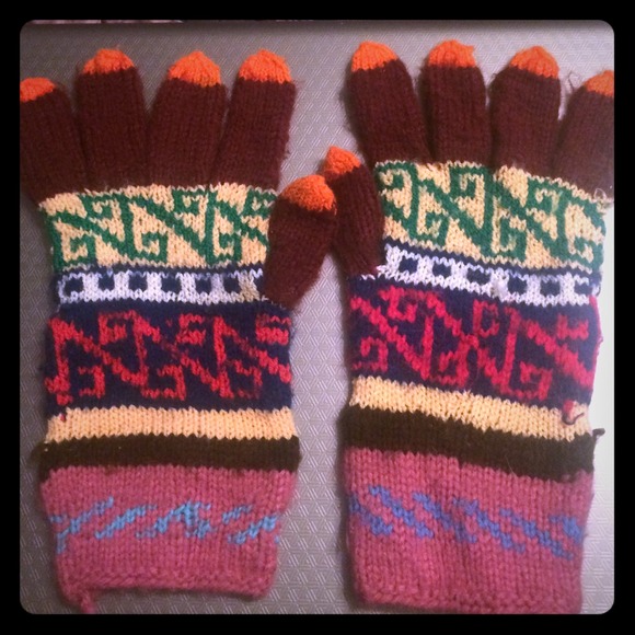 Colorful knit gloves