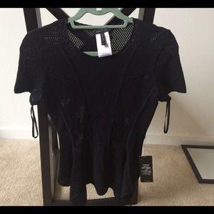 NWT BCBG 'Vicktoria' Mixed knit Black Peplum Top