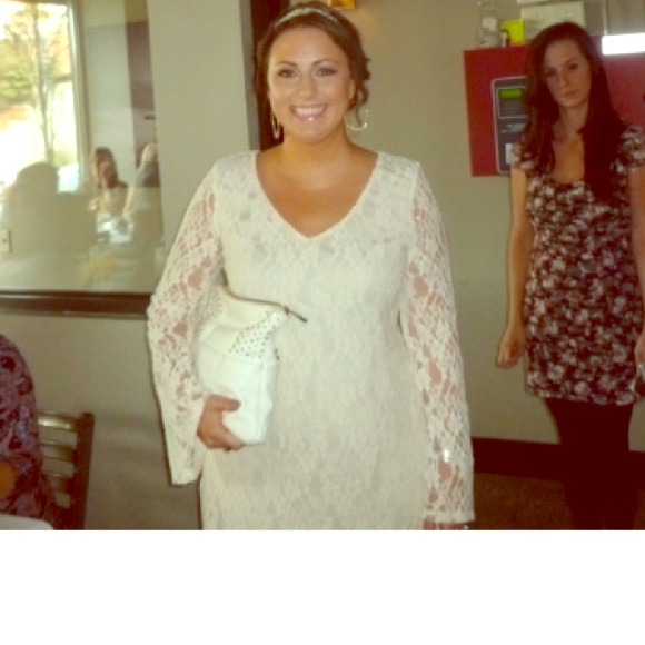 Ivory lace dress with long sleeves