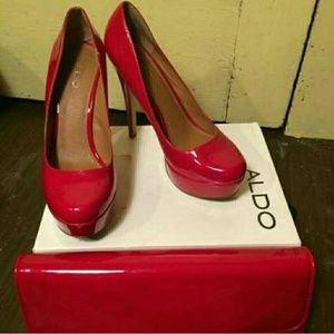 Red ALDO STILETTO PUMPS ! LIKE NEW