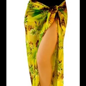 Hawaiian Green Long Pareo Wrap Coverup