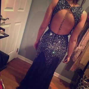 Black Crystal prom dress