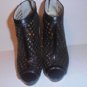 Michael Kors Black leather caged booties, with box