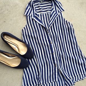 High-Low Striped Collar Tank