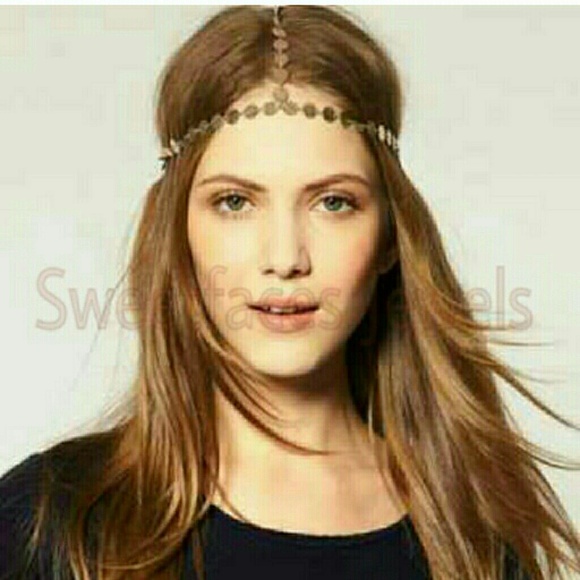 Celebrity Style, Head Chain. Gold Tone. - Picture 2 of 4