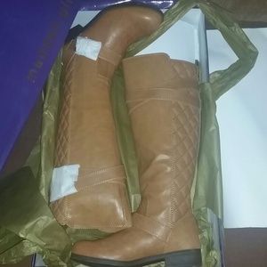 Madden Girl Women's Calinda Equestrian Boot,Cognac