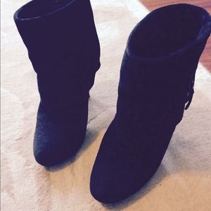 Black suede booties used Baker's