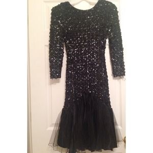 Little black sequined dress