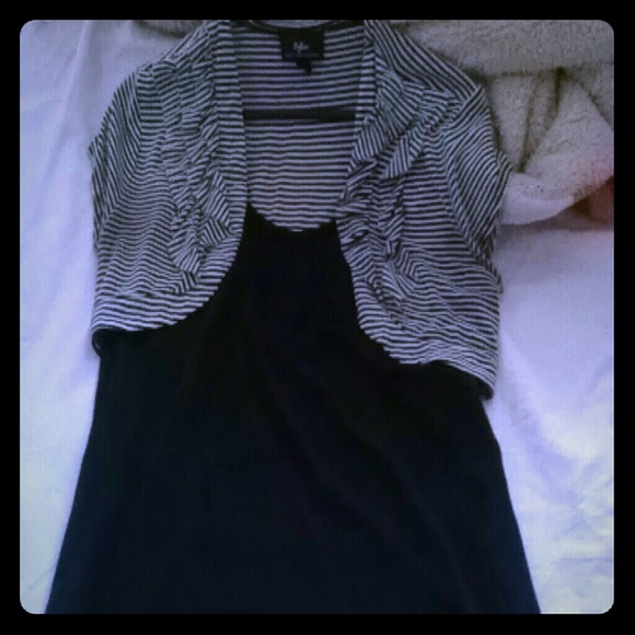 Black dressy blouse,with mini white cardigan