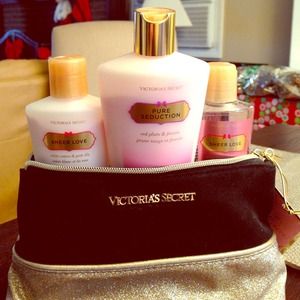 Victoria's Secret makeup bag, lotion & body wash