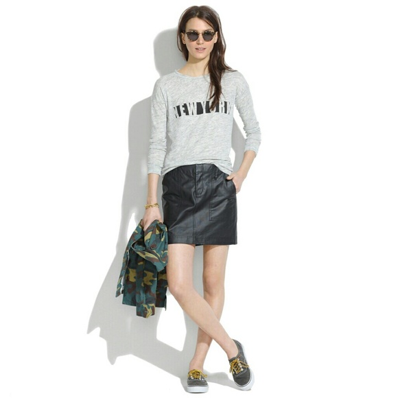 Almost black Madewell waxed cotton skirt
