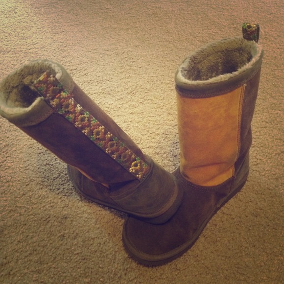 Yellow and brown warm boots