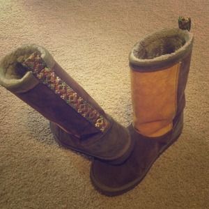 Yellow and brown warm boots