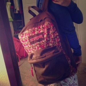 Floral and Brown Jansport Backpack