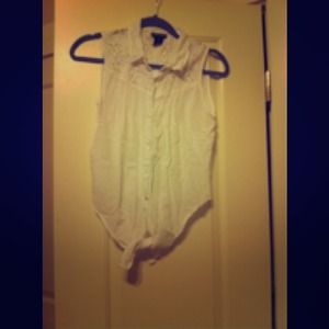 White tie front shirt