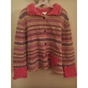 Pink patterned winter sweater by J. Jill