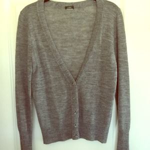 J. Crew grey cardigan w/ crystal buttons!