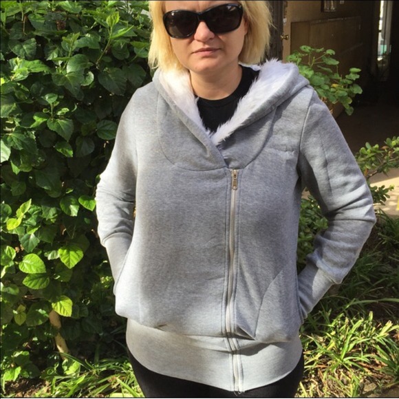 175k SALE Softest Hoodie Jacket w/ Fur Lining XL - Picture 3 of 4