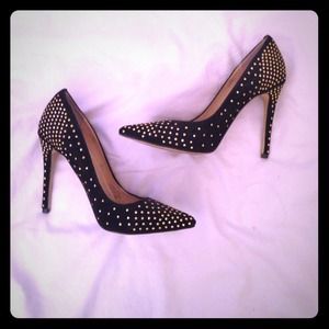 Enzo angiolini black and gold studded heels