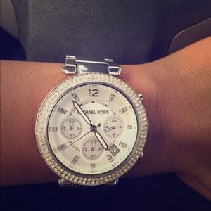 Michael Kors stainless steel rhinestone watch