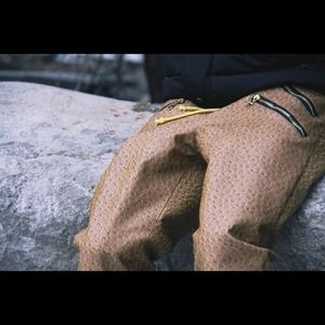 Ostrich Leather Joggers With Built-in USB Charger