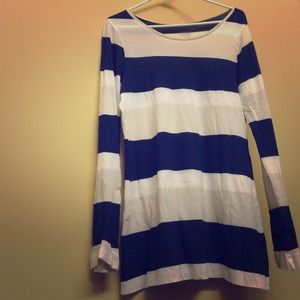 Loose Fit Multi-Stripe Dark Blue Long Sleeve