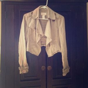 Nude linen cropped jacket