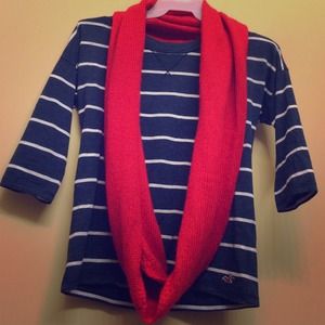 Hollister Dark Blue Striped Quarter-Length Top
