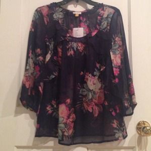 NWT Navy Anthro blouse