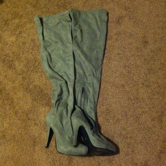 Thigh high light gray boots