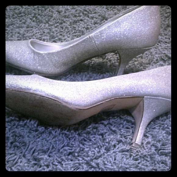 Silver glitter heels