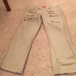 Tan Capri pants from Wet Seal. Pockets and zipper